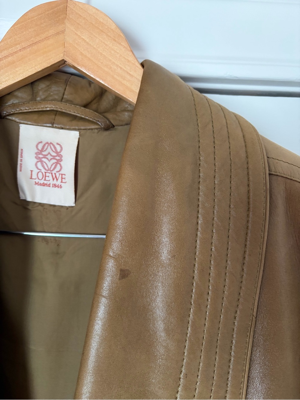 Loewe Brown Leather Shawl-Collar Blazer - Picture 10 of 13